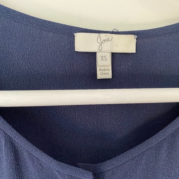 Joie Iva Cap-Sleeve Silk Blouse, Navy - Picture 3 of 11